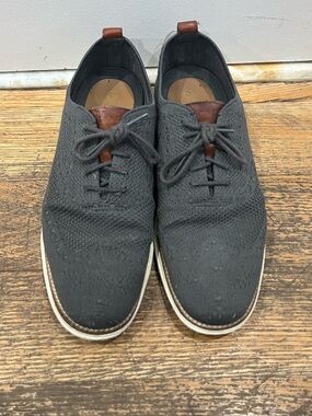 Cole Haan Charcoal Knit Lace-Up Oxfords with Brown Accents